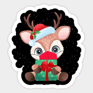 Christmas 2020 Cute Reindeer Face Mask Santa Hat Quarantine Sticker